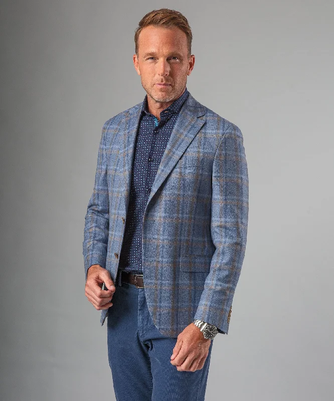 Herringbone Plaid Wool Sport Coat