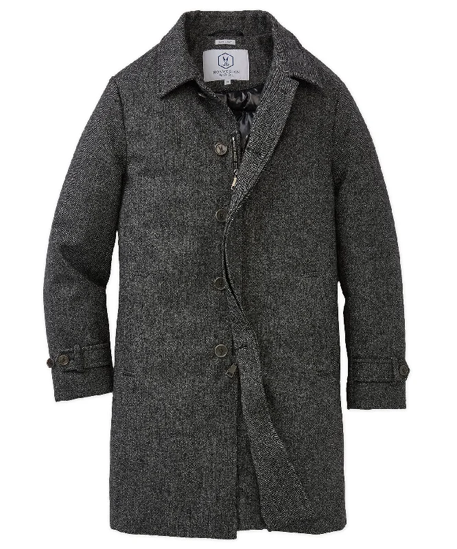 Wool-Cashmere Herringbone Three-Quarter-Length Coat