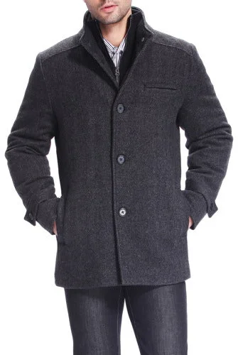 BGSD Men Samuel Herringbone Wool Blend Bibbed Car Coat