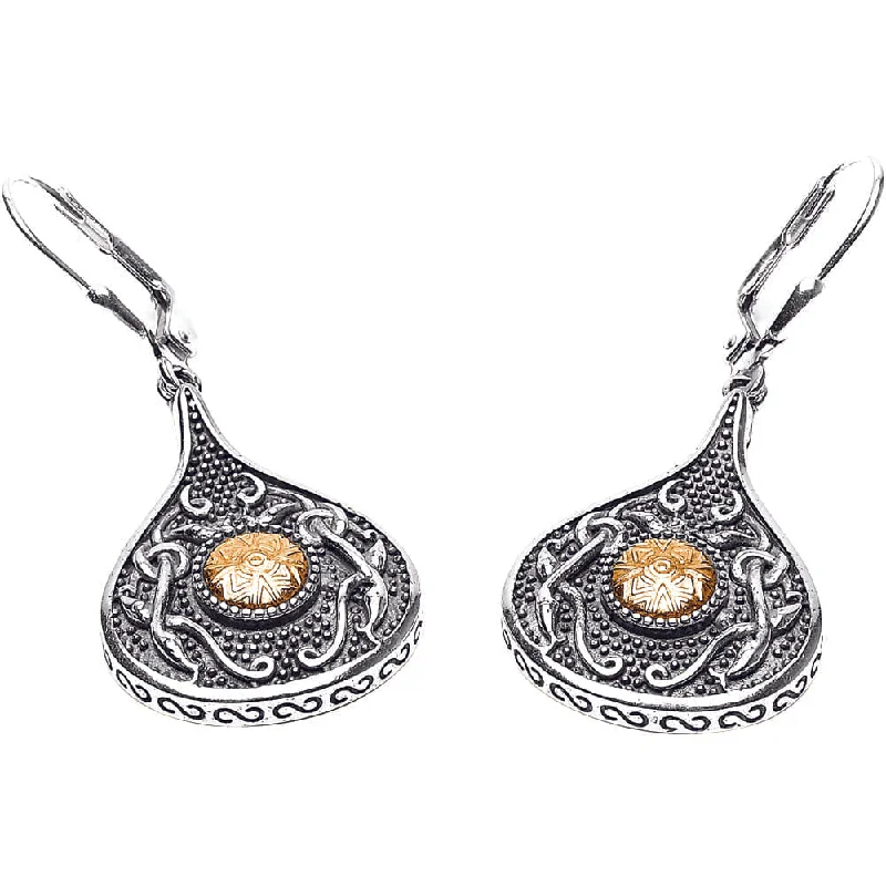 Warrior Teardrop Sterling Silver with 18K Gold Earrings