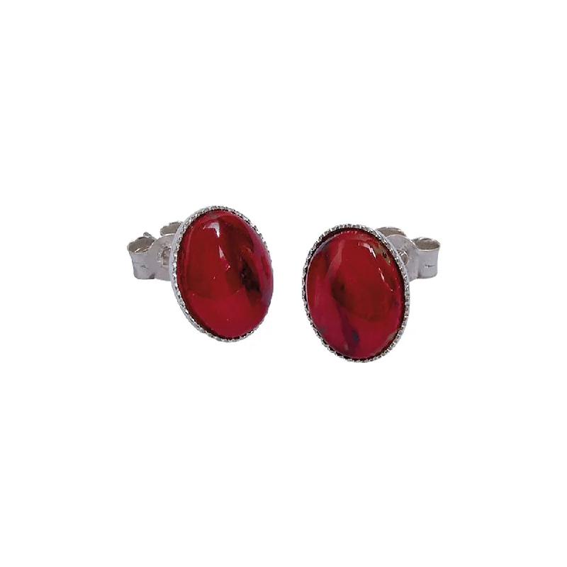 Heathergems Oval Stud Silver Earrings (SE18)