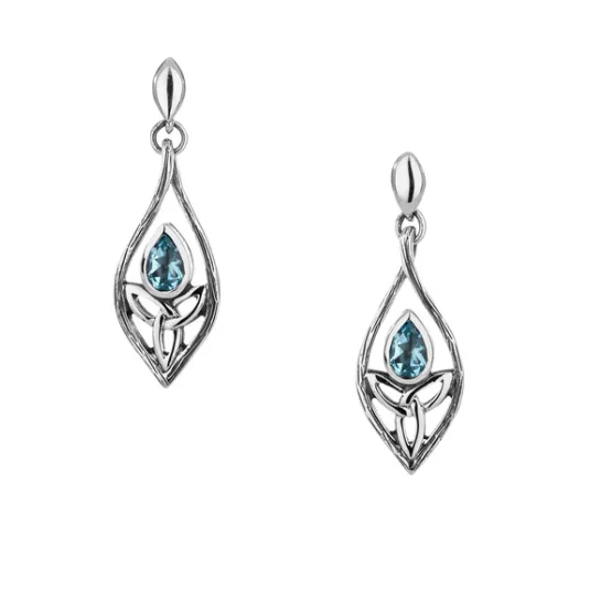 S/sil Guardian Angel Blue Topaz Earrings