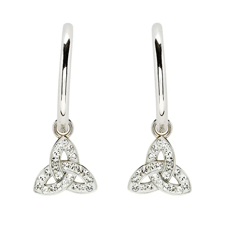 Sterling Silver Crystal Trinity Hoop Earrings