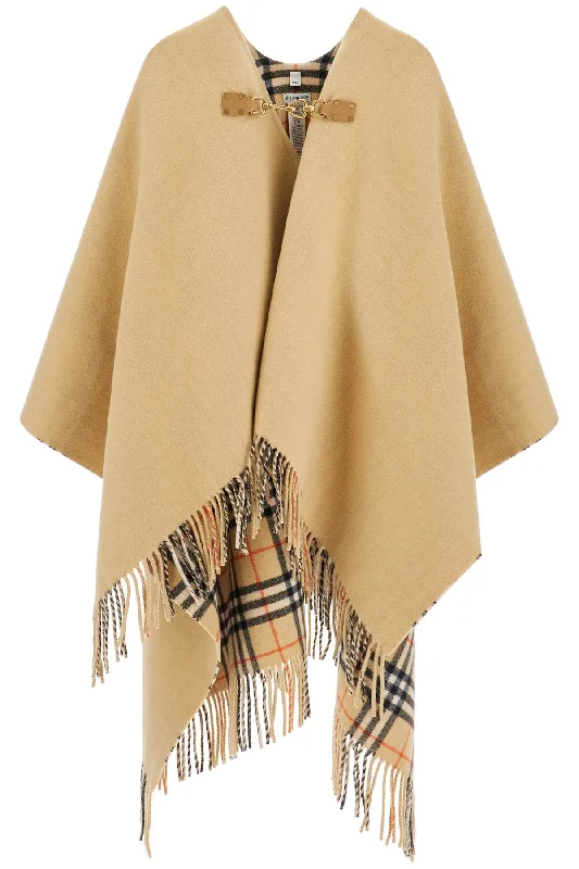 wool cape with fringes. 8096630 SAND