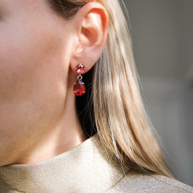 Caroline Svedbom Mini Drop Earrings Mulberry Red