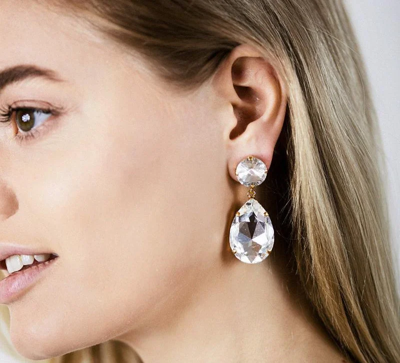 Caroline Svedbom Perfect Drop Earrings Crystal