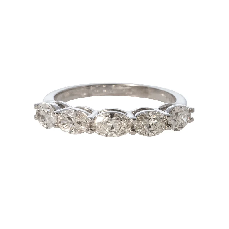 1.20ctw Oval Diamond 5 Stone 14K White Gold Band