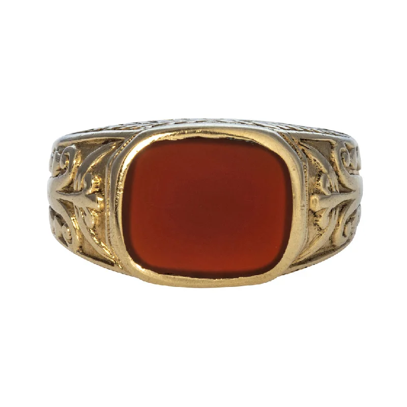 Estate Carnelian 14K Yellow Gold Signet Ring