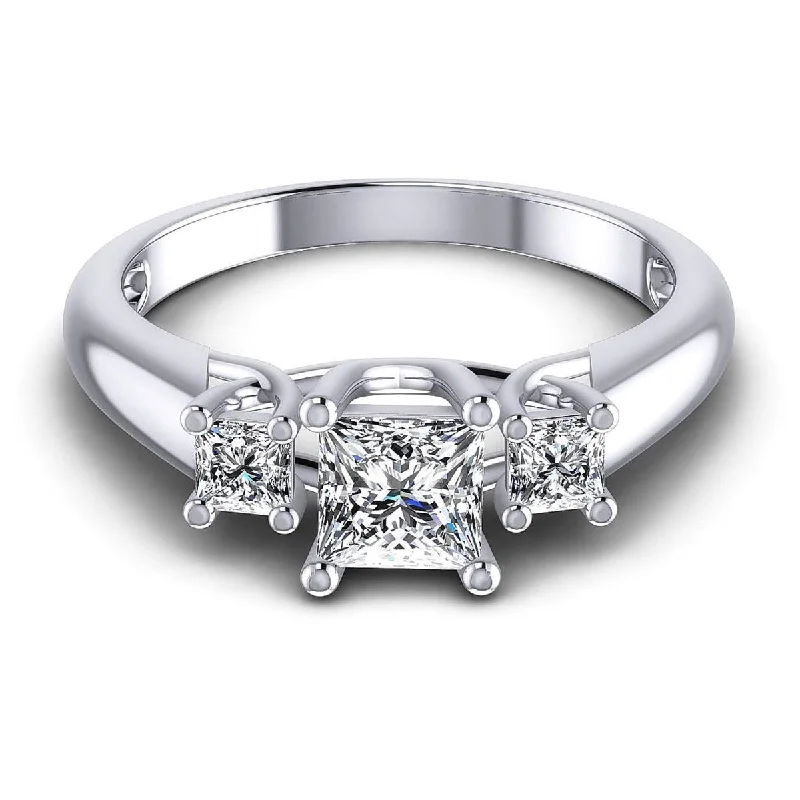 0.75-0.85 CT Princess Cut Diamonds - Three Stone Ring