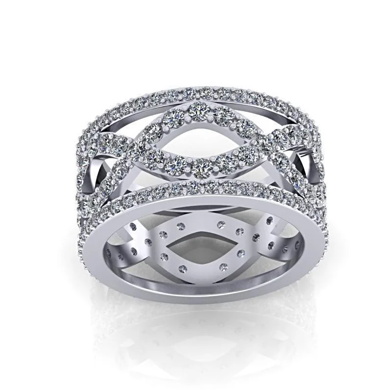 Diamond Infinity Design Ring 18K White Gold