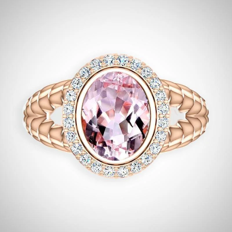 Morganite diamond ring rose gold