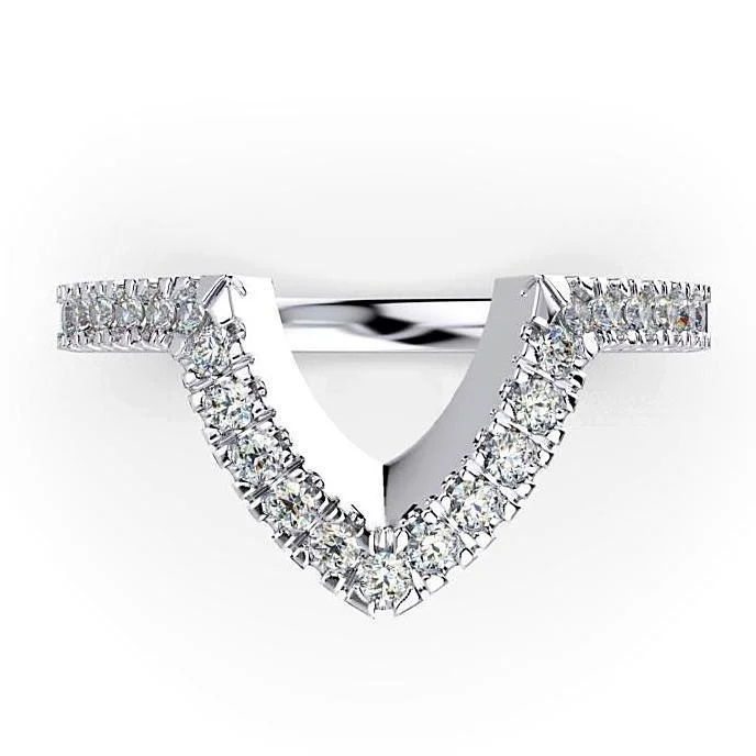 V-Shape Diamond Ring 18K White Gold