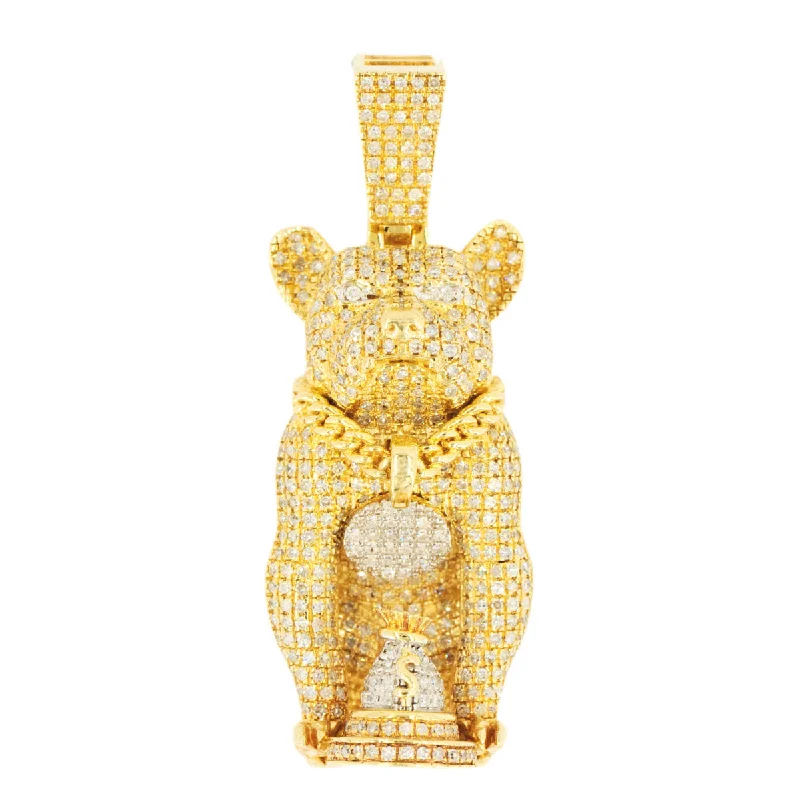 10k Yellow Gold 1.27ctw Diamond Champion Bulldog Pendant