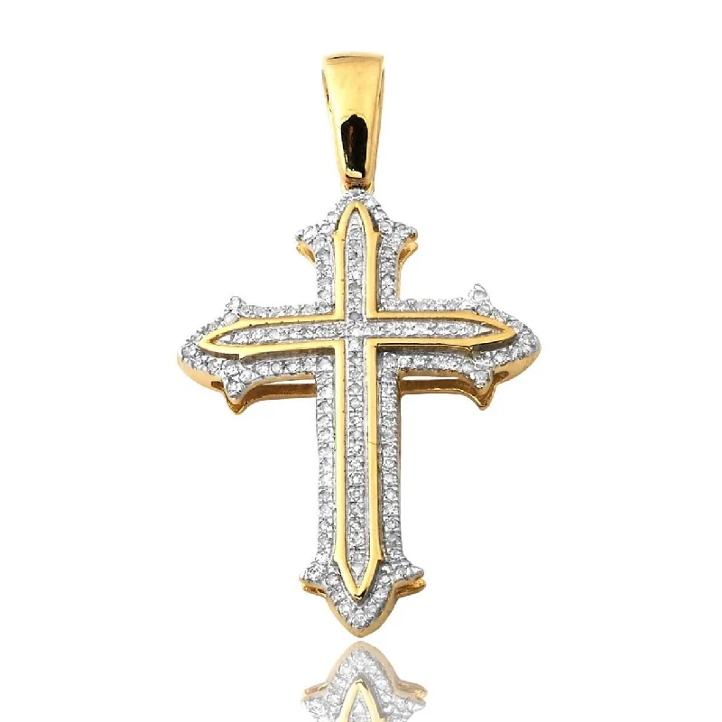 10KY 0.30CTW DIAMOND CROSS PENDANT