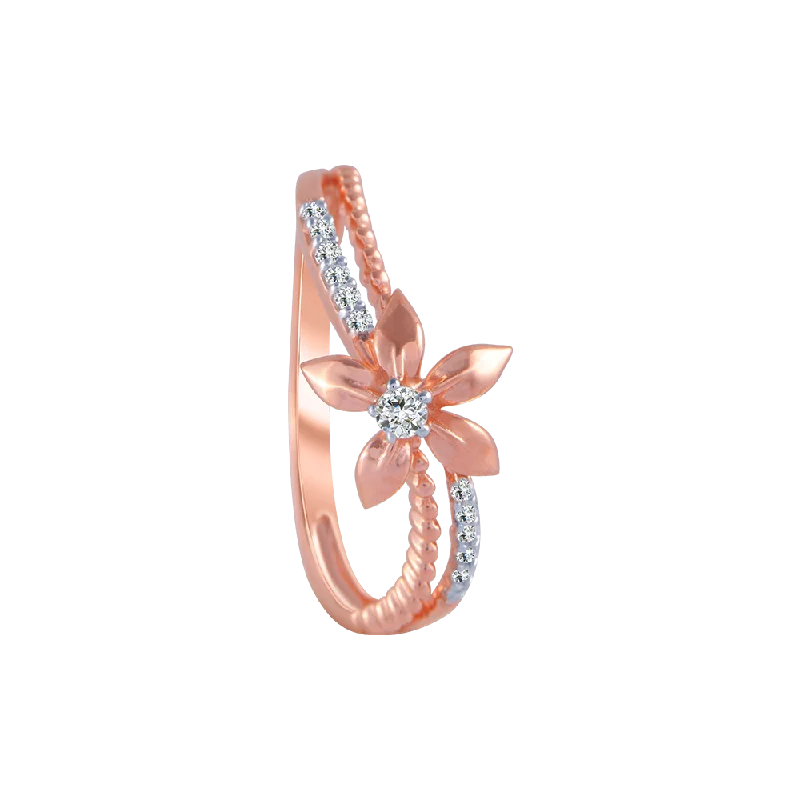 18KT (750) Rose Gold And Diamond Ring For Women