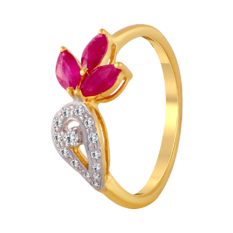 18KT (750) Yellow Gold And Diamond Ring For Women