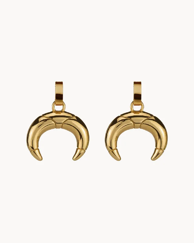 Dainty Crescent Horn Earring Pendants, Gold