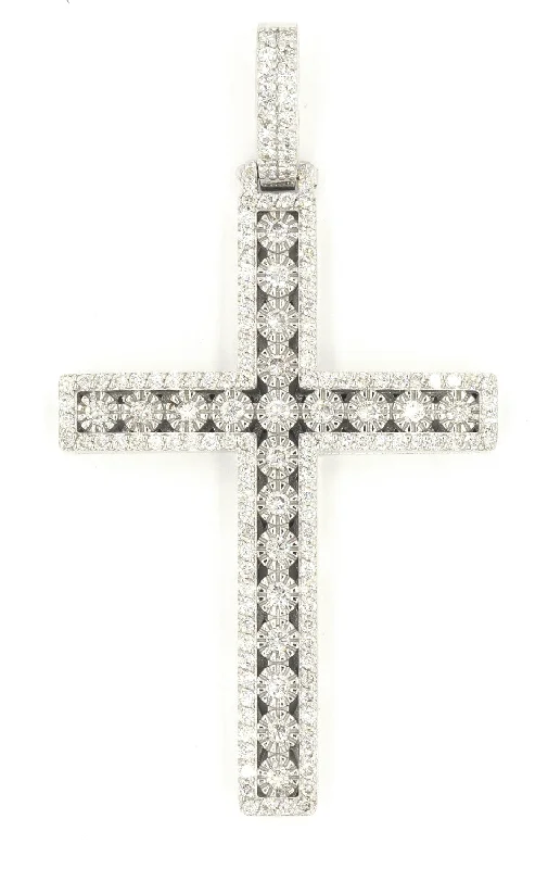 JDTK-H23-237 - Illusion Setting 2.10cttw Diamond Cross 2.6"x1.4"