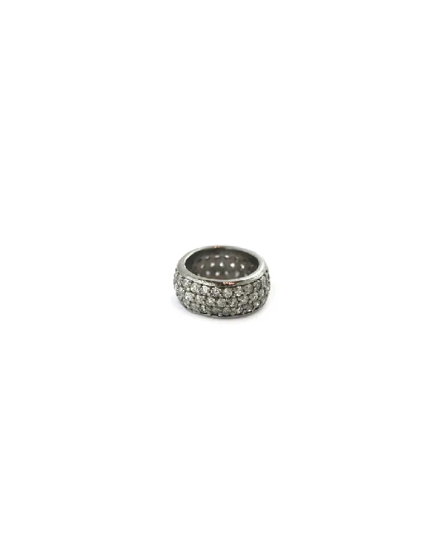 Round Silver Pave Diamond Spacer