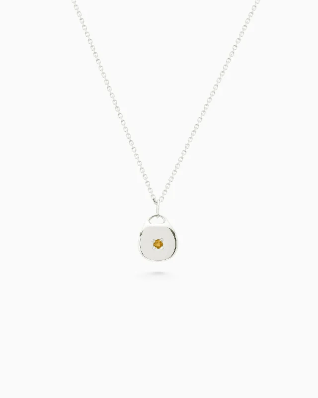 Round Stone Pendant | Silver