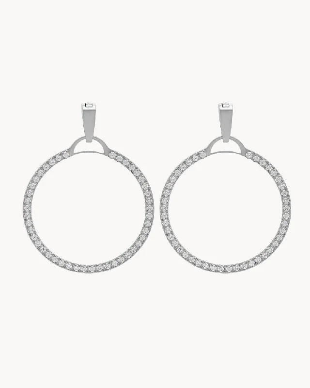 Starlight Circle Halo Earring Pendants, Silver