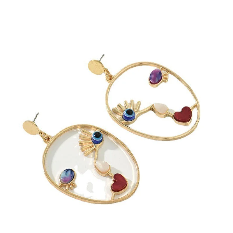 Asymmetric Abstract Face Earrings